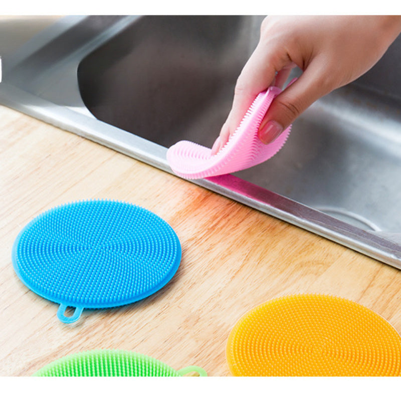 5pcs Silicone Dishwashing Scrubber Set - Reusable Uncharged Cleaning Brushes, Multipurpose Kitchen Scrub Pads for Pot, Dish, Fruit, Vegetable Cleaning - Eco-Friendly Scouring Brushes
