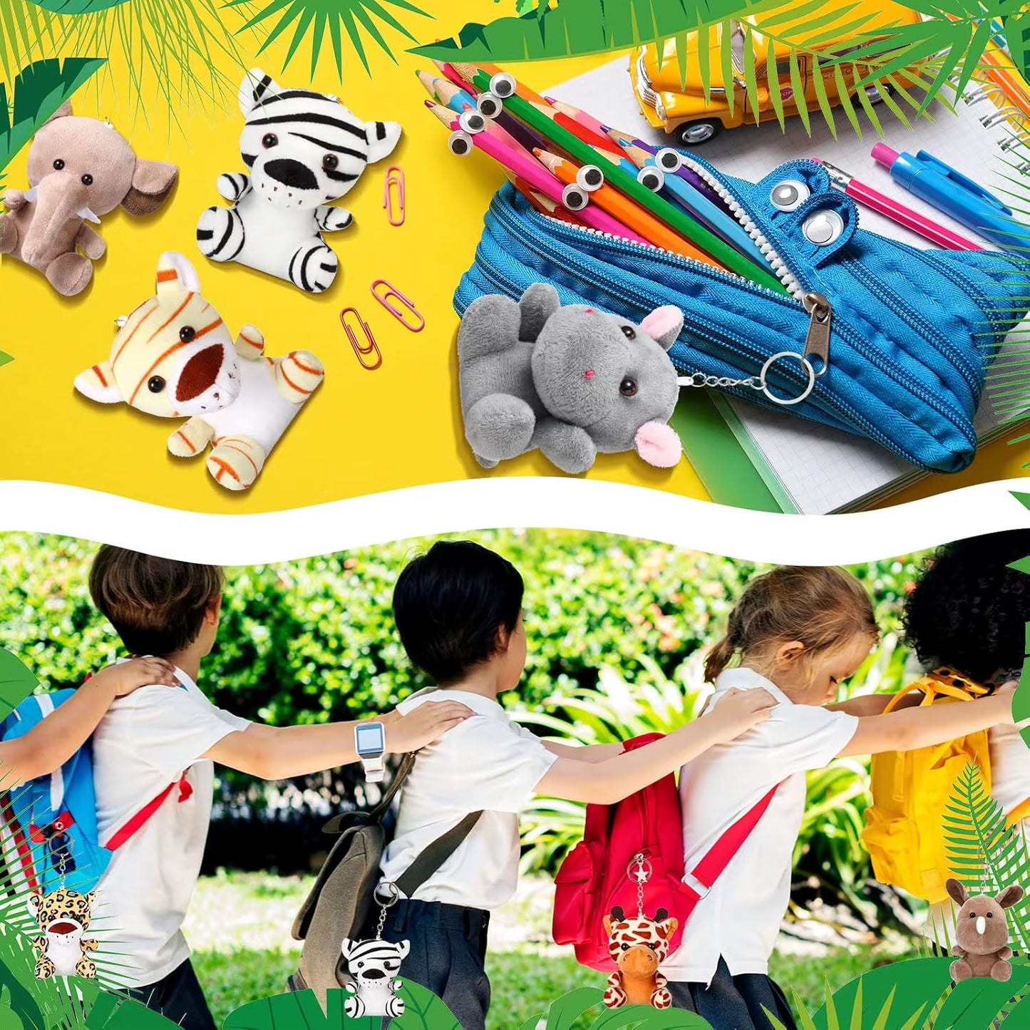 10-50 PCS Small Safari Stuffed Animals Bulk 12Cm Jungle Animal Mini Plush Toys for Party Favors Birthday Baby Shower Gift Bags