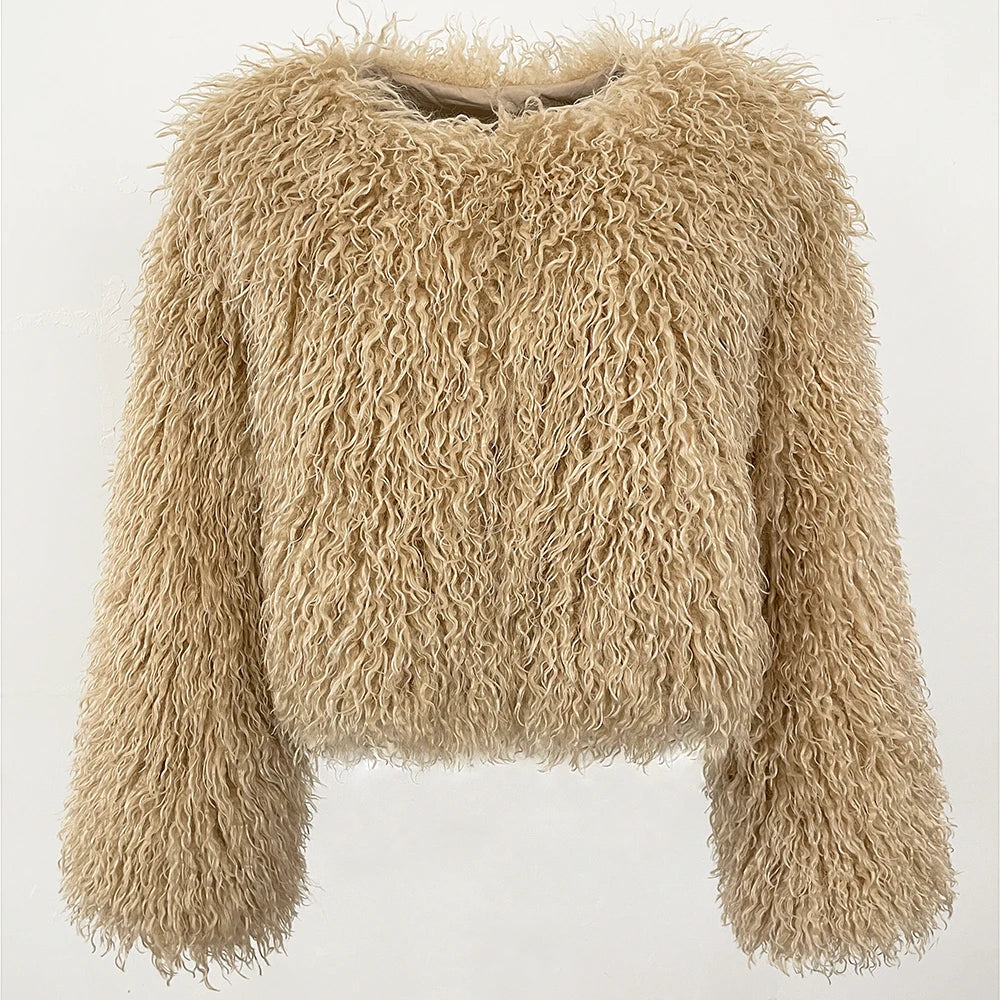 Fur Coat Eco-friendly Fur Jacket New Style Solid Color Women Clothing Cropped Jacket Direct From Manufacturer Eco-friendly Fur