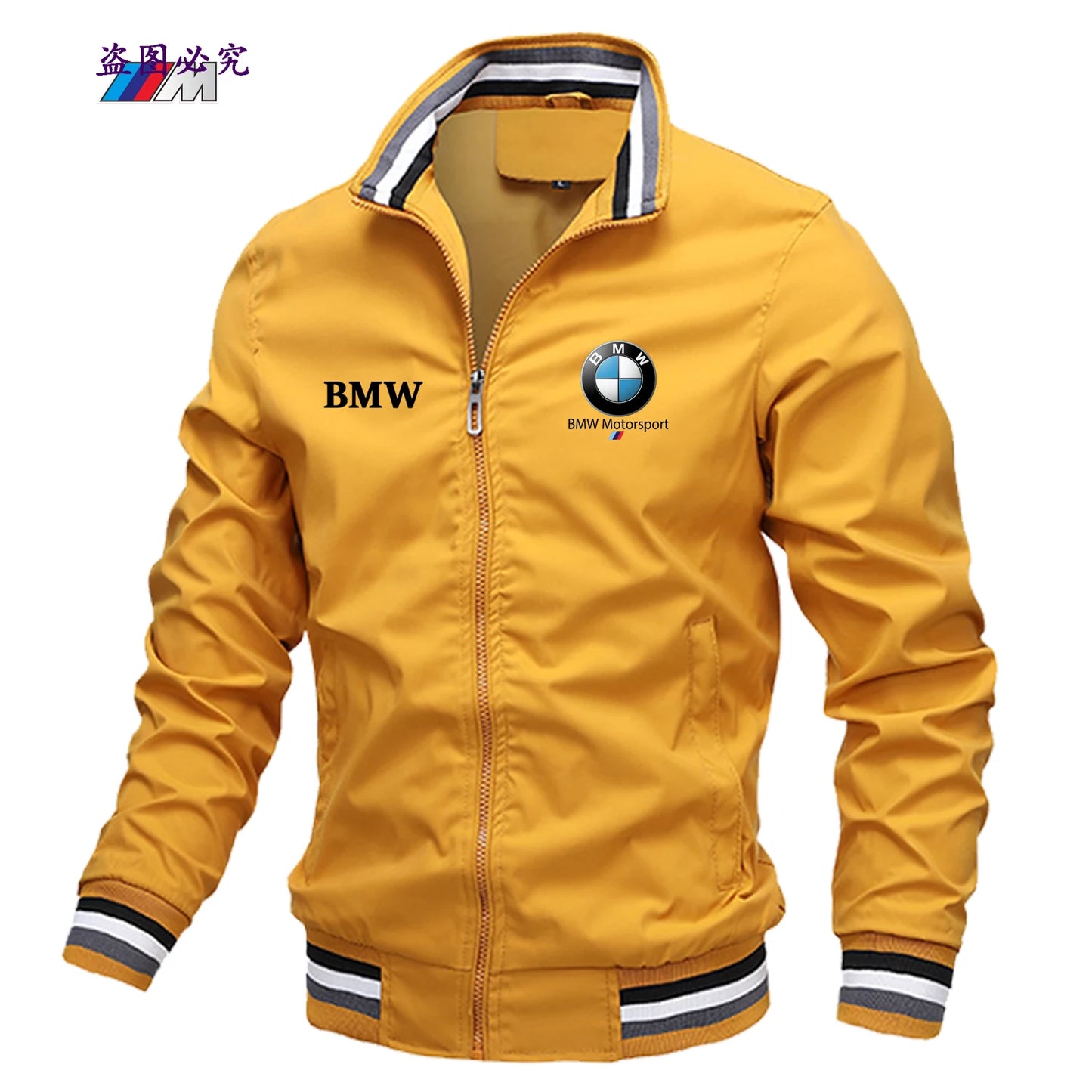 2025 New Men's and Women's Motorcycle Windproof Jacket BMW Car Logo Zipper Jacket BMW Printed Lapel Solid Color Jacket Men's