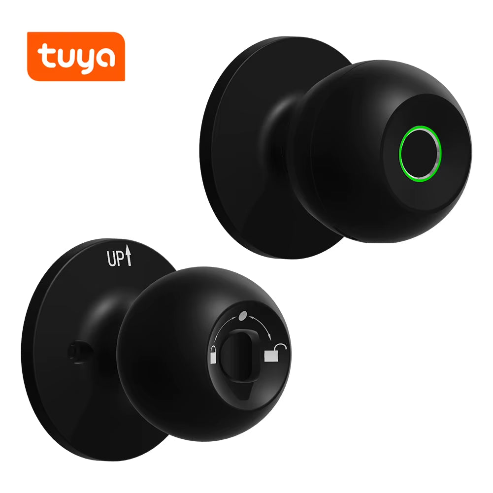 Smart Door Knob Biometric Door Lock Rechargeable Fingerprint Door Knob with Keys TUYA App Control for Bedrooms Cloakroom