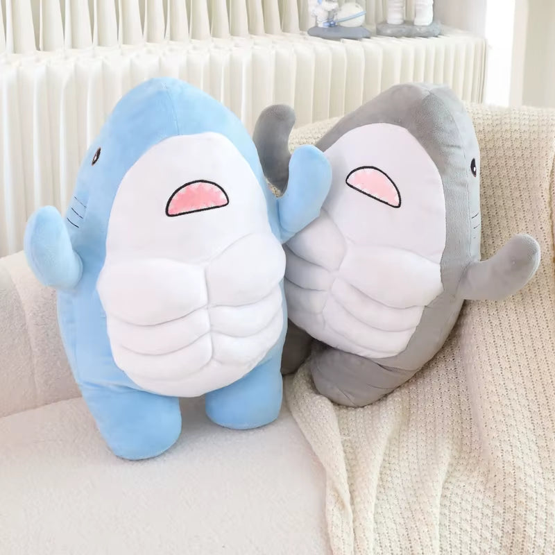 45/35CM Muscle Shark Plush Toys Stuffed Ocean Whale Fish Stuffed Animals Soft Plushie Pillow Dolls Kid Adult Birthday Gift