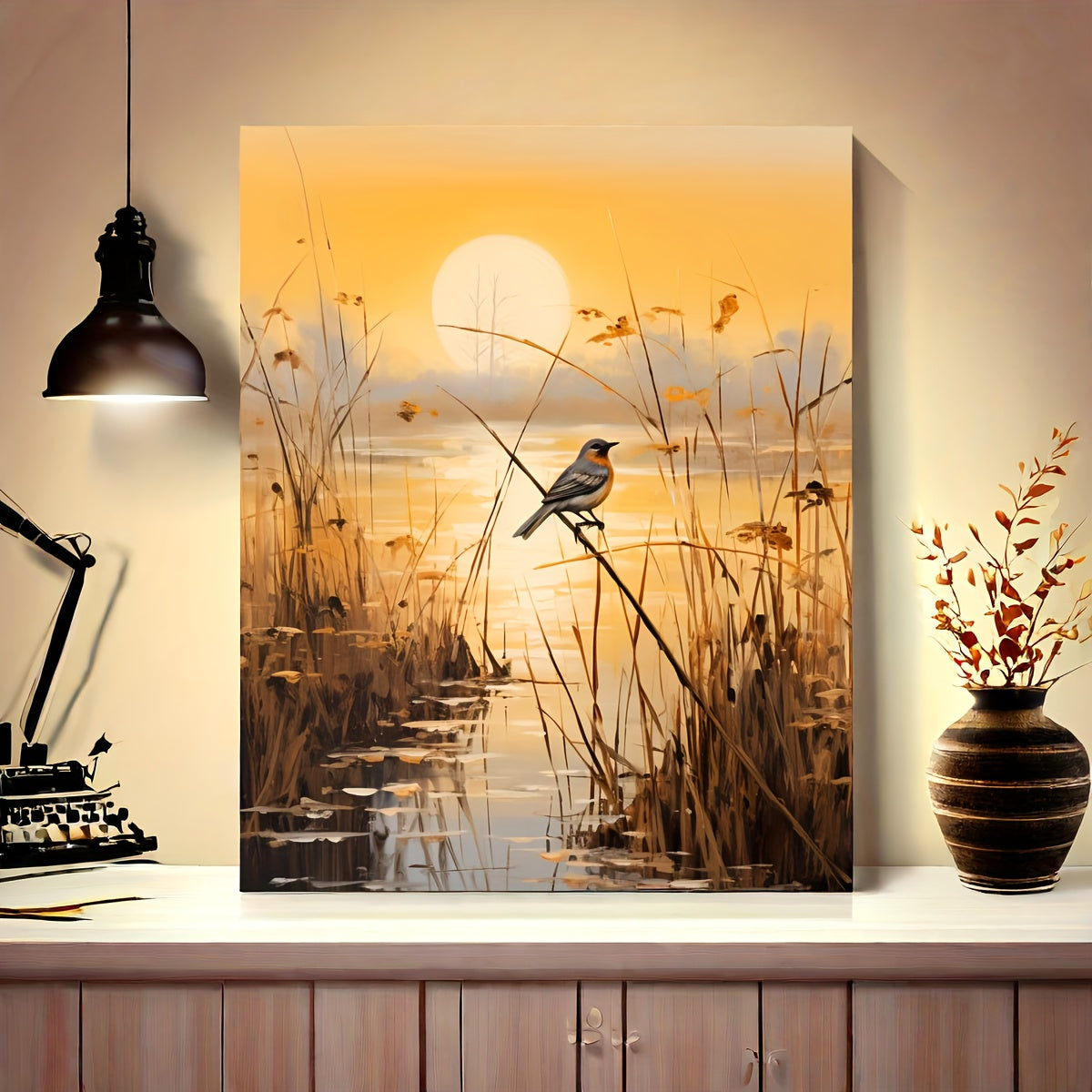 Diy Paint By Numbers Kit - Scenic Wetlands & Reeds | 19.7X15.7" Canvas | Eco-Friendly Acrylic Paints & Brushes Included (Frame Not Included)