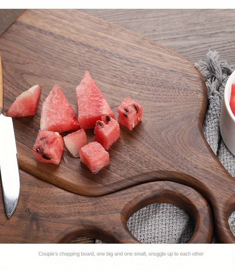 Set of 2 Walnut Wood Cutting Boards - Premium Handcrafted Kitchen Chopping Boards for Food Prep, Eco-Friendly, Food-Safe Log Material, Ideal for Couples & Home Chefs