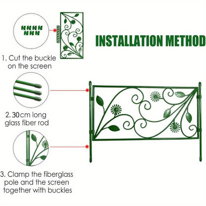 "Versatile Landscaping" Rustproof Decorative Garden Fence Border - No-Dig, Easy Install Flower Edging For Patio & Yard, Eco-Friendly Pp Material, Animal Barrier Included