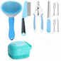 7-Piece Cat and Dog Brush Beauty Set, Pet Self-Cleaning Brush with Pet Nail Clippers and Files, Flea Dog Comb, Pet Shower Brush