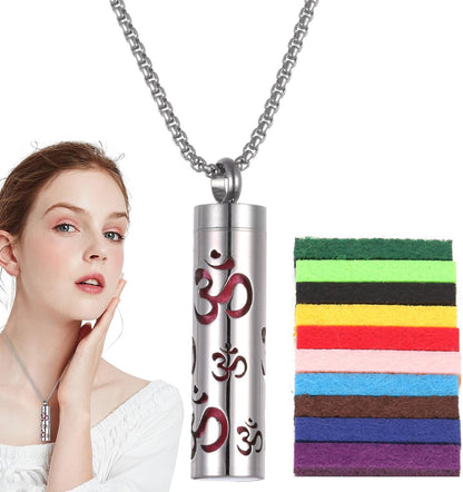 Diffuser Necklace - Locket Pendant Stainless Steel | Calming Aromatherapy Pendant Necklace with Diffuser Pads, Oil Jewelry for Valentine'S Day