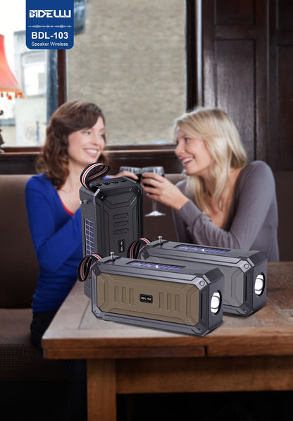 Solar Powered Wireless Speaker - Versatile and All-in-One with Easy USB Connectivity, Supports TF Card Playback, Built-in FM Radio, Eco-Friendly Solar Powered Charging, Cordless and Portable - Ideal for Camping, Hiking, Outdo