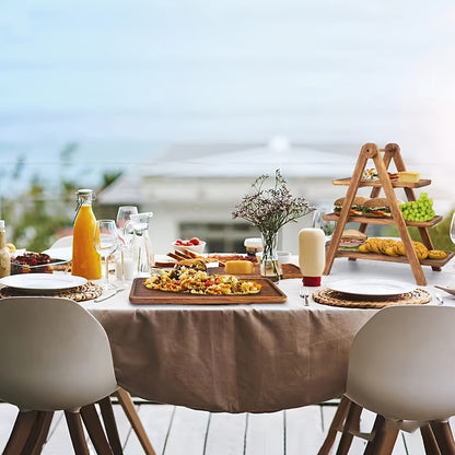 Multi-Tier Wooden Display Stand for Fruit, Cake, and Appetizers - Eco-Friendly Real Wood Serving Tray Organizer for General Use, Birthday Parties, Weddings, and Family Gatherings