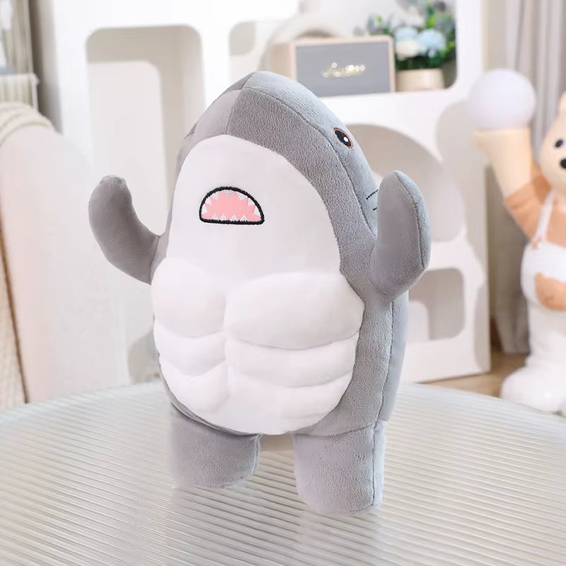 45/35CM Muscle Shark Plush Toys Stuffed Ocean Whale Fish Stuffed Animals Soft Plushie Pillow Dolls Kid Adult Birthday Gift