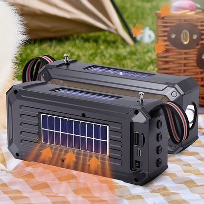 Solar Powered Wireless Speaker - Versatile and All-in-One with Easy USB Connectivity, Supports TF Card Playback, Built-in FM Radio, Eco-Friendly Solar Powered Charging, Cordless and Portable - Ideal for Camping, Hiking, Outdo
