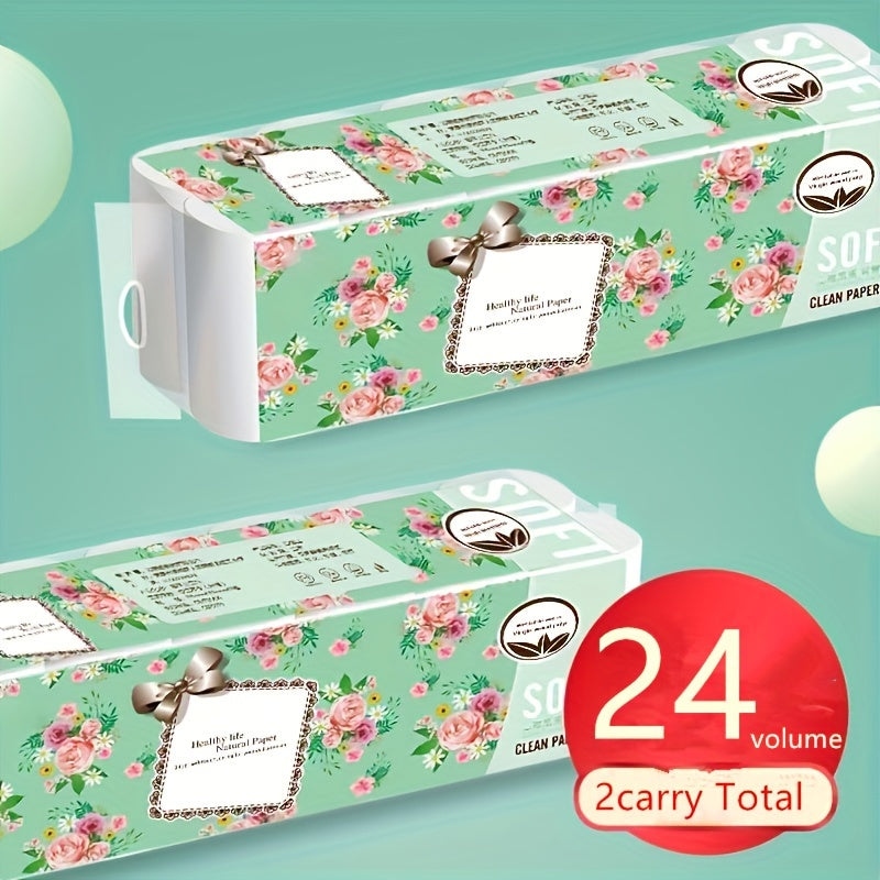 24 Pack Coreless Toilet Paper Rolls - 5-Ply Extra Strong Unscented Pure Wood Pulp Bath Tissue, Formaldehyde-Free, Eco-Friendly, Septic Safe for Household and Commercial Use