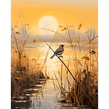 Diy Paint By Numbers Kit - Scenic Wetlands & Reeds | 19.7X15.7" Canvas | Eco-Friendly Acrylic Paints & Brushes Included (Frame Not Included)