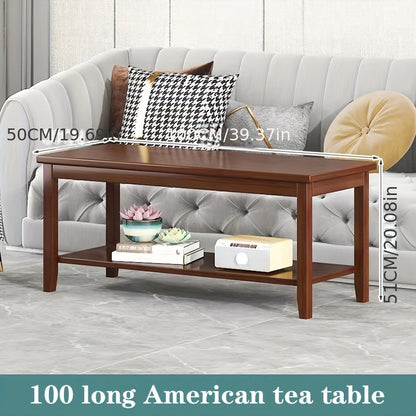 Classic Style Bamboo Coffee Table with Lower Shelf - Eco-Friendly Wooden Material, Leg Base Frame, Mini Modern Design for Living Room, Bedroom, Sofa Side - Electricity-Free Use