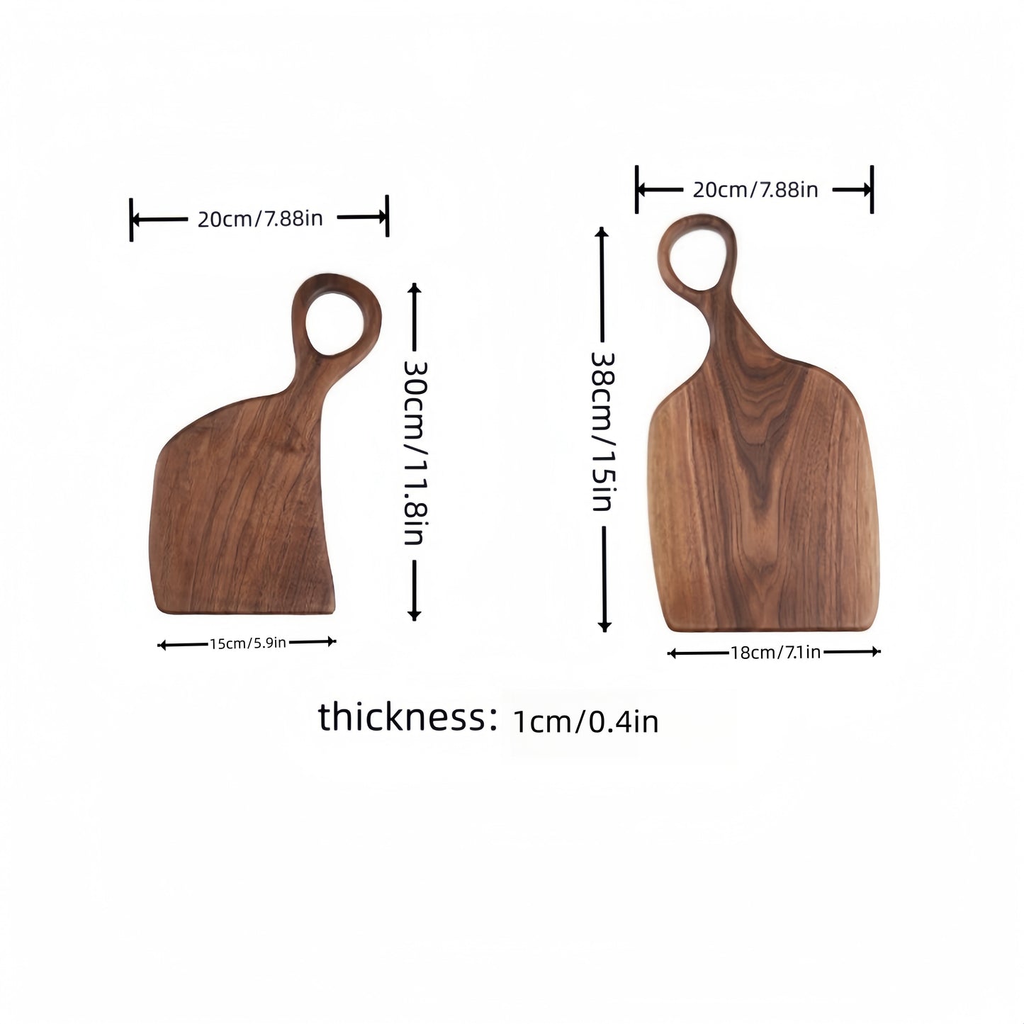 Set of 2 Walnut Wood Cutting Boards - Premium Handcrafted Kitchen Chopping Boards for Food Prep, Eco-Friendly, Food-Safe Log Material, Ideal for Couples & Home Chefs