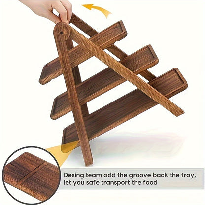 Multi-Tier Wooden Display Stand for Fruit, Cake, and Appetizers - Eco-Friendly Real Wood Serving Tray Organizer for General Use, Birthday Parties, Weddings, and Family Gatherings