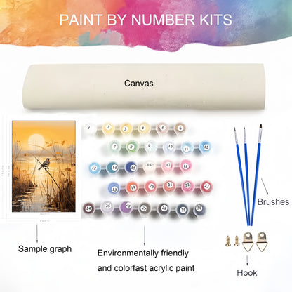 Diy Paint By Numbers Kit - Scenic Wetlands & Reeds | 19.7X15.7" Canvas | Eco-Friendly Acrylic Paints & Brushes Included (Frame Not Included)