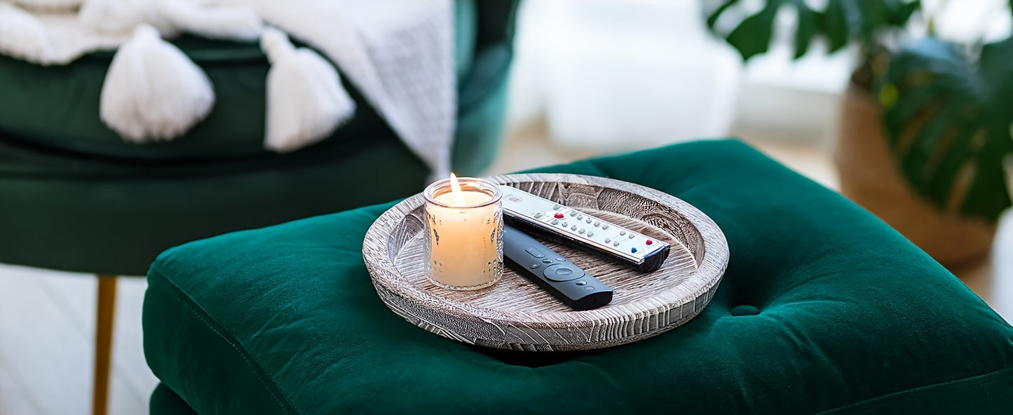 Rustic Wooden Tray Centerpiece for Special Occasions - Ideal for Wedding, Bridal Shower, Birthday, Housewarming & Retirement Decorations - Versatile Manufactured Wood Platter for Christmas, Halloween, Easter, Hanukkah & Thank