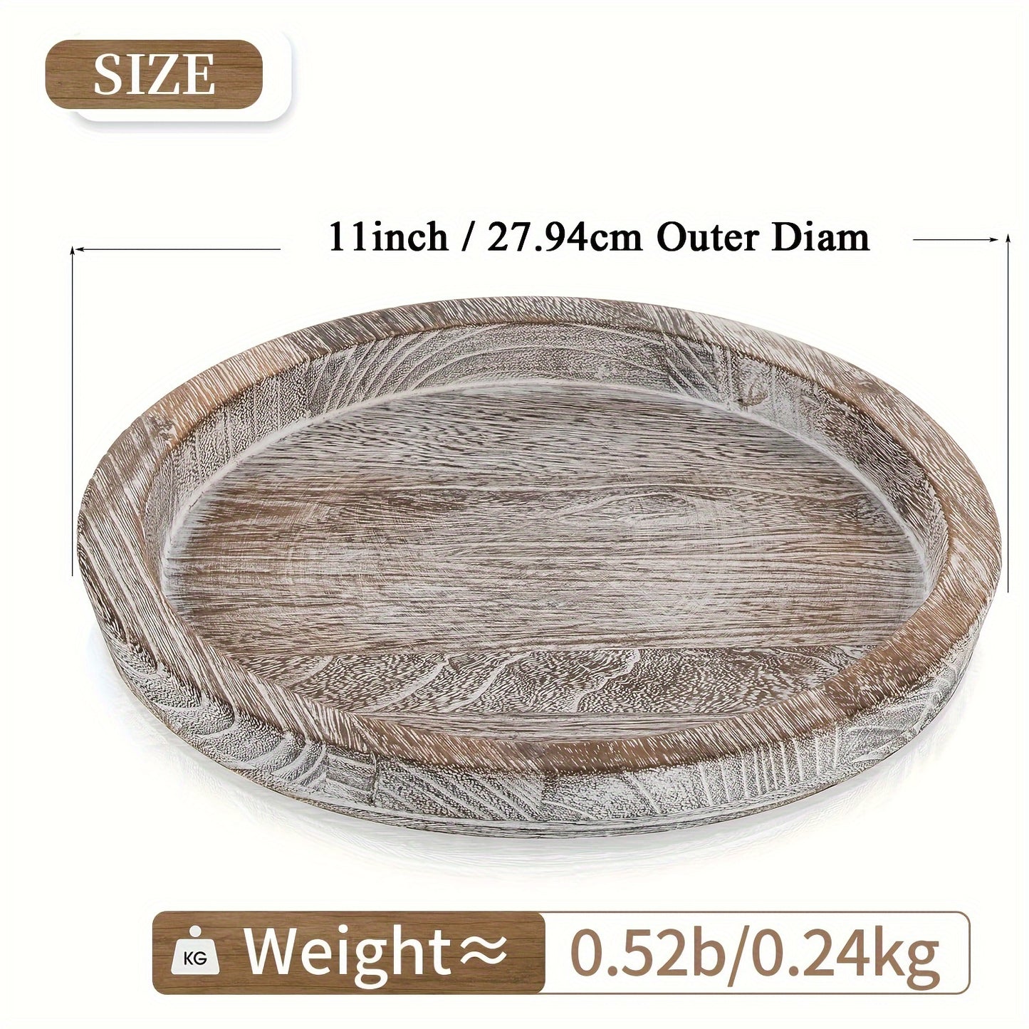 Rustic Wooden Tray Centerpiece for Special Occasions - Ideal for Wedding, Bridal Shower, Birthday, Housewarming & Retirement Decorations - Versatile Manufactured Wood Platter for Christmas, Halloween, Easter, Hanukkah & Thank