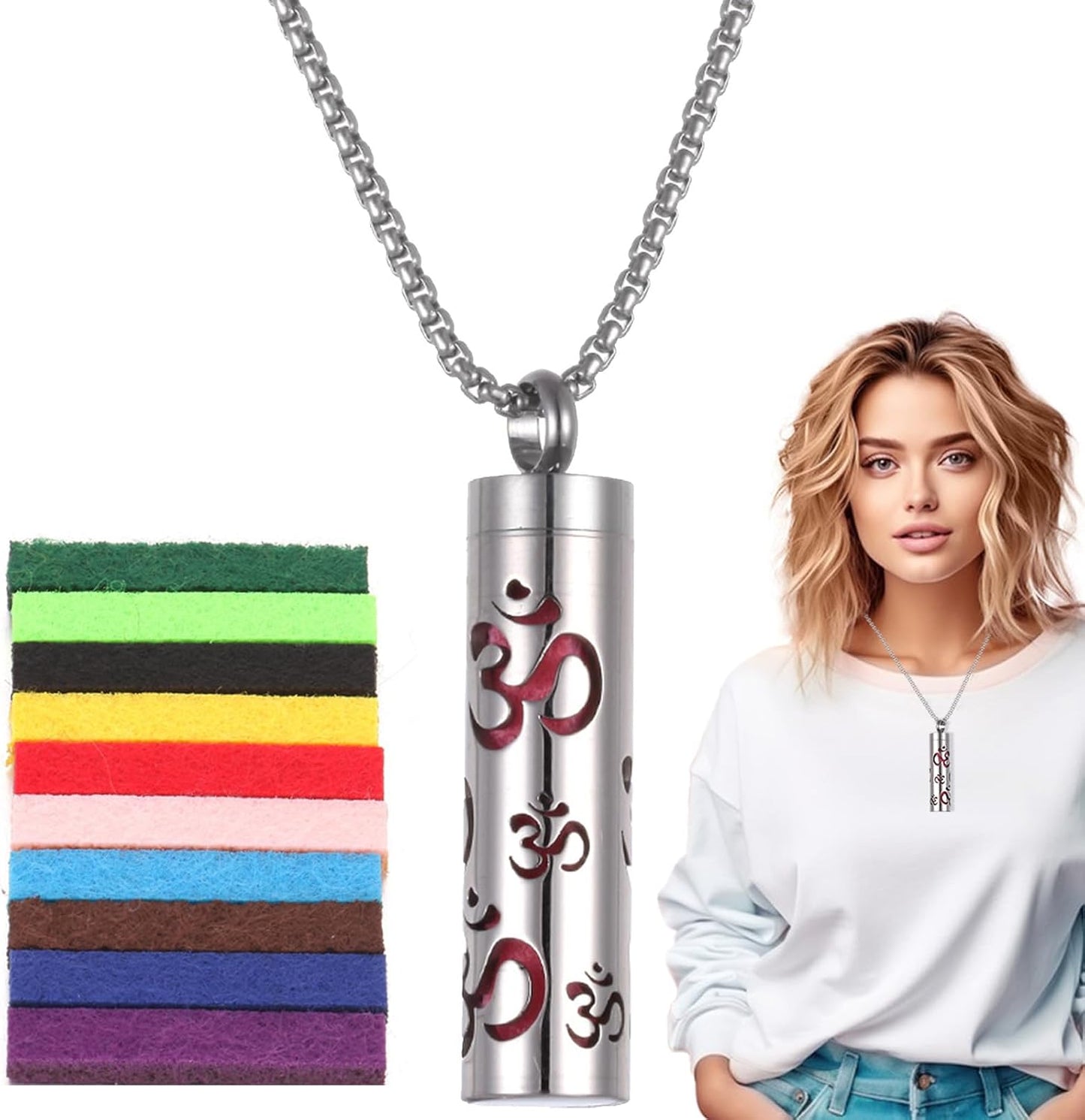 Diffuser Necklace - Locket Pendant Stainless Steel | Calming Aromatherapy Pendant Necklace with Diffuser Pads, Oil Jewelry for Valentine'S Day