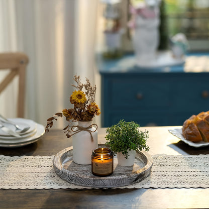 Rustic Wooden Tray Centerpiece for Special Occasions - Ideal for Wedding, Bridal Shower, Birthday, Housewarming & Retirement Decorations - Versatile Manufactured Wood Platter for Christmas, Halloween, Easter, Hanukkah & Thank