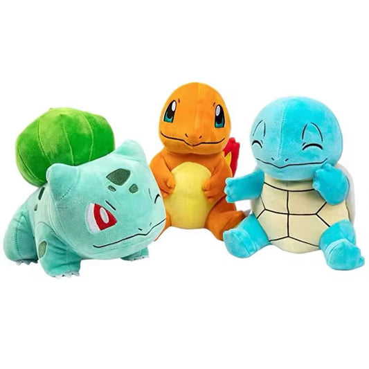 Pokemon Plushies Stuffed Animals & Plush Toys & Hobbies Starter 3 Pack Charmander, Squirtle & Bulbasaur Anime Gift for Children