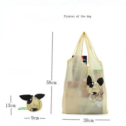 Eco Friendly Foldable Shopping Bag Cartoon Reusable Shoulder Bag Women's Portable Grocery Bags Storage Tote Bag Home Organizator