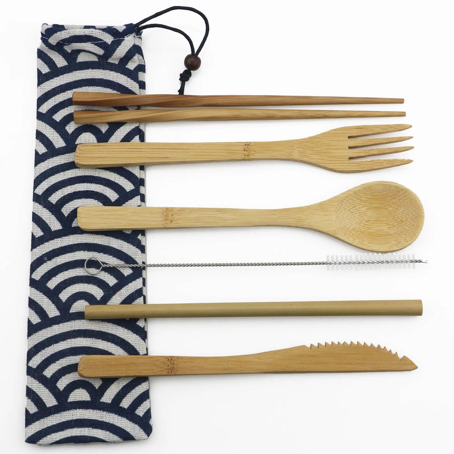 Eco-Friendly Wooden Dinnerware Set Portable Travel Tableware Set Bamboo Cutlery Set  Wooden Outdoor Utensils With Pouch