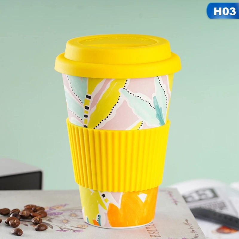 401-500ml Eco Friendly Bamboo Reusable Travel Cup For Outdoor Portable Mug Tea Coffee Cup Coffee Tea Water Juice Mug Flask Gift