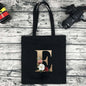 Eco-friendly Shopping Bag Ladies Shoulder Bag Portable Foldable Black Handbag Reusable Large-capacity Letter Tote Bag Bolsos