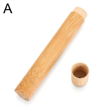 Eco-Friendly Wooden Toothbrush Box Round Nature Bamboo Toothbrush Tube Adult Oral Hygiene Health For Portable Travel Accessory