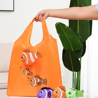 Eco Friendly Foldable Shopping Bag Cartoon Reusable Shoulder Bag Women's Portable Grocery Bags Storage Tote Bag Home Organizator