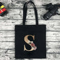 Eco-friendly Shopping Bag Ladies Shoulder Bag Portable Foldable Black Handbag Reusable Large-capacity Letter Tote Bag Bolsos