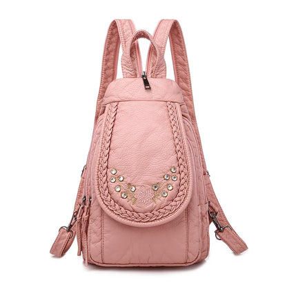 2024 New Women Backpack Designer Embroidered High Quality Leather Women Fashion Embroidery Bag Large Capacity Travel Backpacks