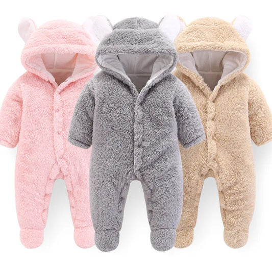 Winter Newborn Baby Rompers Hoodie Girls Boys Clothes Cotton Long Sleeve Toddler Climbing Outwear Warm Infant Jumpsuit 0-12Month