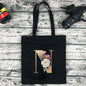Eco-friendly Shopping Bag Ladies Shoulder Bag Portable Foldable Black Handbag Reusable Large-capacity Letter Tote Bag Bolsos