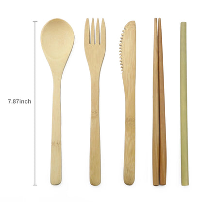Eco-Friendly Wooden Dinnerware Set Portable Travel Tableware Set Bamboo Cutlery Set  Wooden Outdoor Utensils With Pouch
