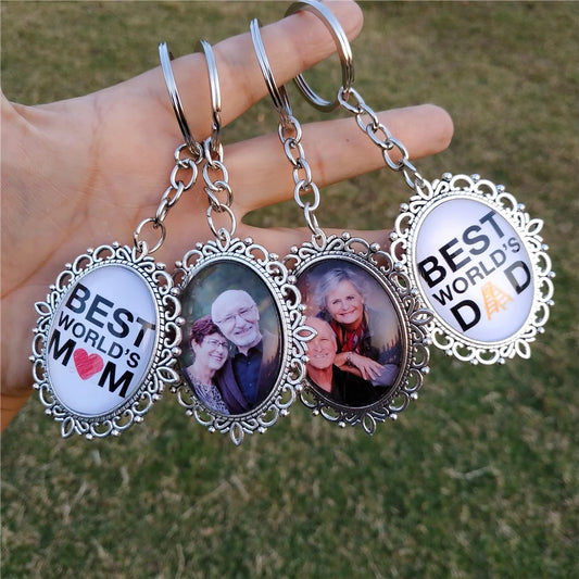 Double side personalized custom photo keychain personal baby name gift customized products keyring