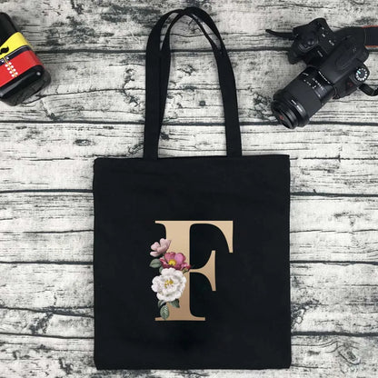 Eco-friendly Shopping Bag Ladies Shoulder Bag Portable Foldable Black Handbag Reusable Large-capacity Letter Tote Bag Bolsos