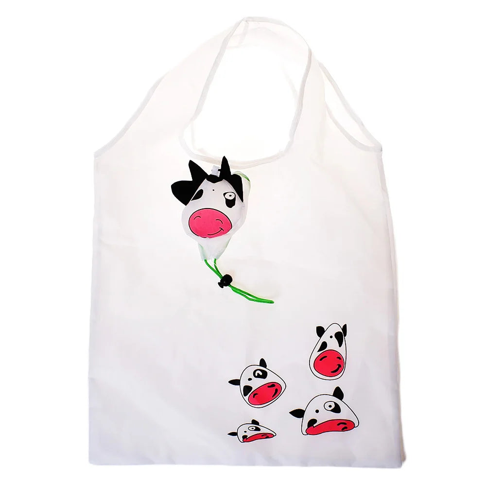 Eco Friendly Foldable Shopping Bag Cartoon Reusable Shoulder Bag Women's Portable Grocery Bags Storage Tote Bag Home Organizator