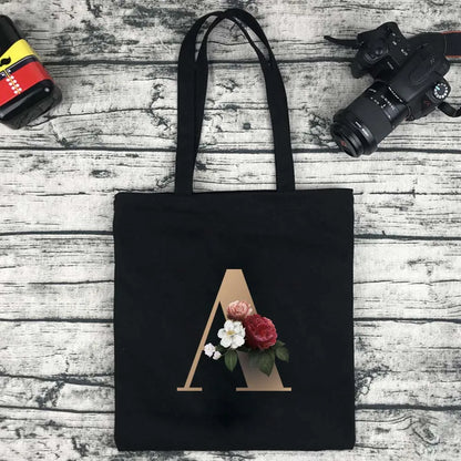 Eco-friendly Shopping Bag Ladies Shoulder Bag Portable Foldable Black Handbag Reusable Large-capacity Letter Tote Bag Bolsos