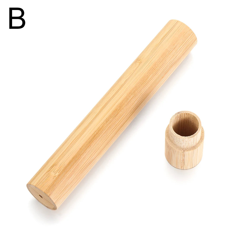 Eco-Friendly Wooden Toothbrush Box Round Nature Bamboo Toothbrush Tube Adult Oral Hygiene Health For Portable Travel Accessory