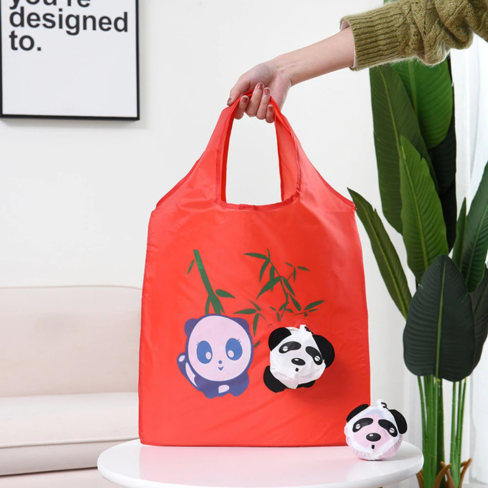 Eco Friendly Foldable Shopping Bag Cartoon Reusable Shoulder Bag Women's Portable Grocery Bags Storage Tote Bag Home Organizator