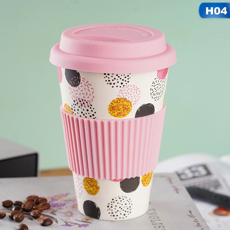 401-500ml Eco Friendly Bamboo Reusable Travel Cup For Outdoor Portable Mug Tea Coffee Cup Coffee Tea Water Juice Mug Flask Gift