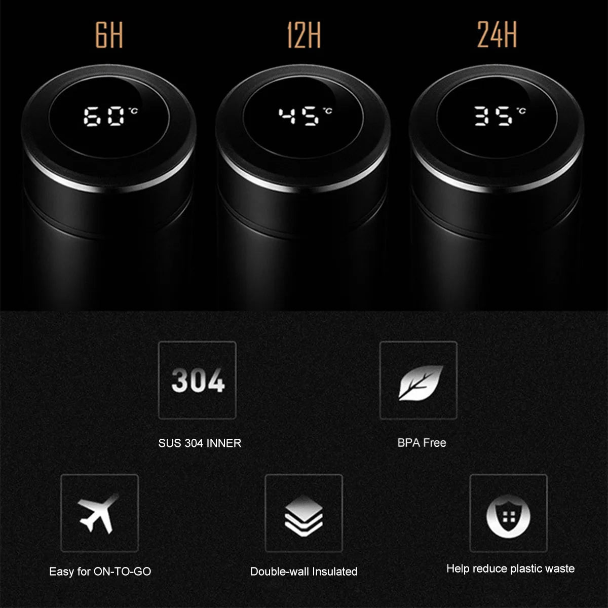 Custom Name Smart Digital Water Bottle Keeps Cold and Heat Thermal Bottle Stainless Steel Thermos for Baby Children Kids