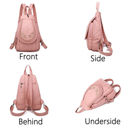 2024 New Women Backpack Designer Embroidered High Quality Leather Women Fashion Embroidery Bag Large Capacity Travel Backpacks