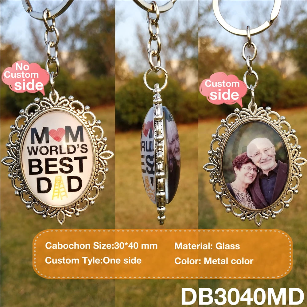 Double side personalized custom photo keychain personal baby name gift customized products keyring