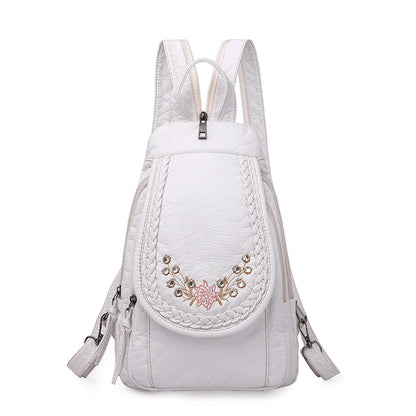 2024 New Women Backpack Designer Embroidered High Quality Leather Women Fashion Embroidery Bag Large Capacity Travel Backpacks