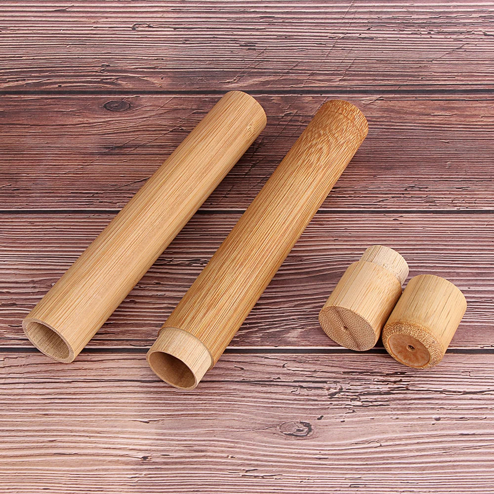Eco-Friendly Wooden Toothbrush Box Round Nature Bamboo Toothbrush Tube Adult Oral Hygiene Health For Portable Travel Accessory