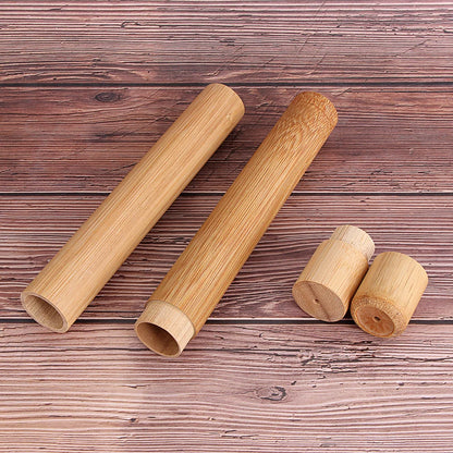 Eco-Friendly Wooden Toothbrush Box Round Nature Bamboo Toothbrush Tube Adult Oral Hygiene Health For Portable Travel Accessory